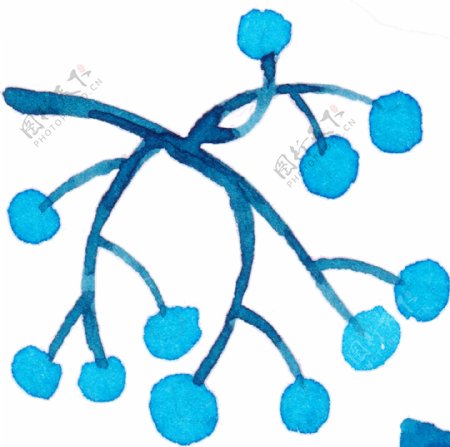 冰蓝果树卡通透明素材
