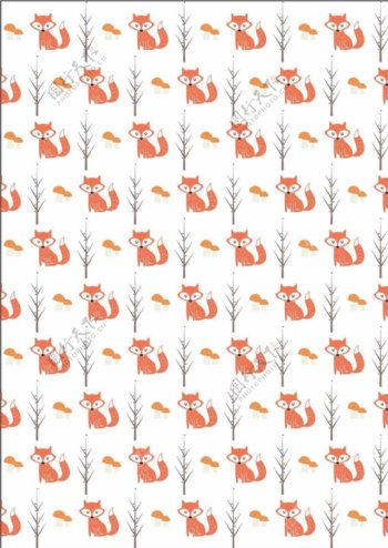 狐狸树装饰图案设计