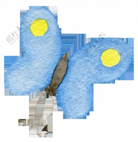 黄斑蝴蝶卡通透明装饰素材