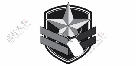 盾形五角星标志免抠psd透明素材