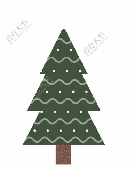 扁平化绿色圣诞树透明元素