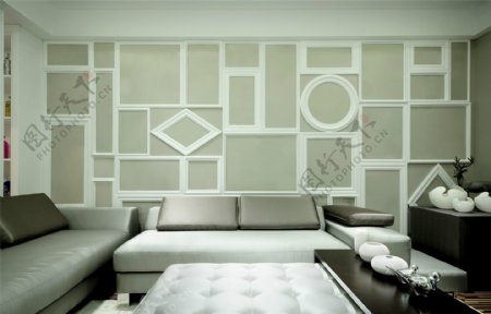 现代素雅客厅皮质沙发室内装修效果图