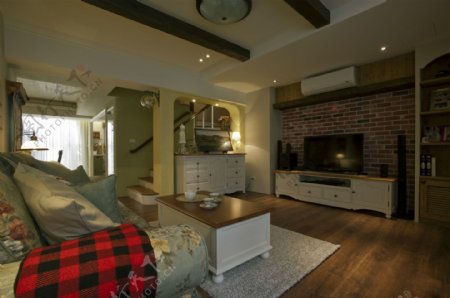 现代温暖客厅木地板室内装修效果图