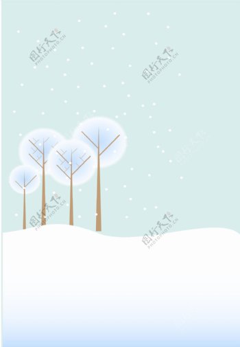 矢量简约卡通圣诞节雪景背景素材