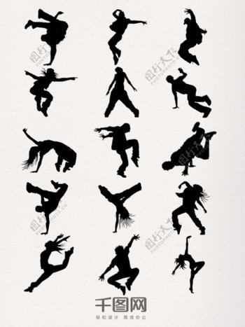 一组跳舞的人剪影图案