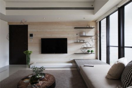 现代清新客厅素色沙发室内装修效果图
