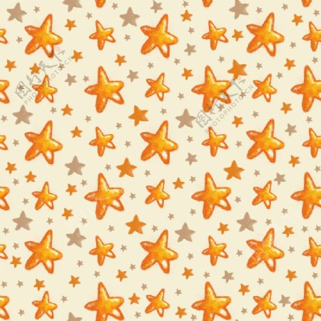 手绘橙黄卡通星星背景