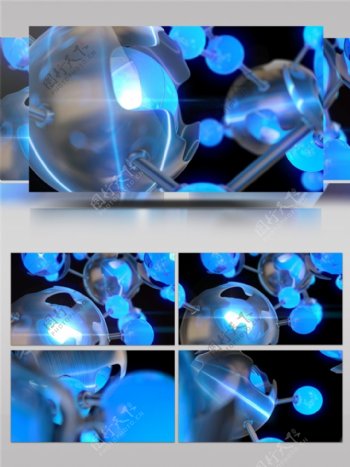 超清蓝色水晶球转动视频素材