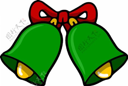 卡通绿色圣诞节装饰铃铛PNG元素