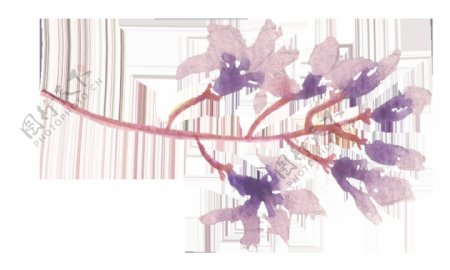 纷紫花叶卡通透明素材