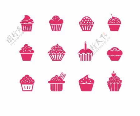 12枚粉色蛋糕的图标