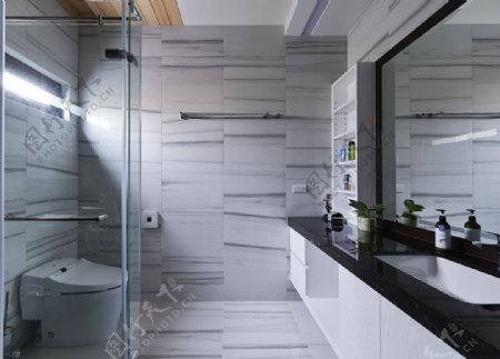 现代浴室简约装修效果图
