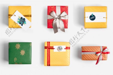 各色节日礼物包装盒psd源文件