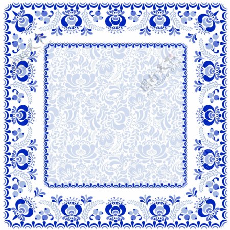 蓝色青花瓷边框