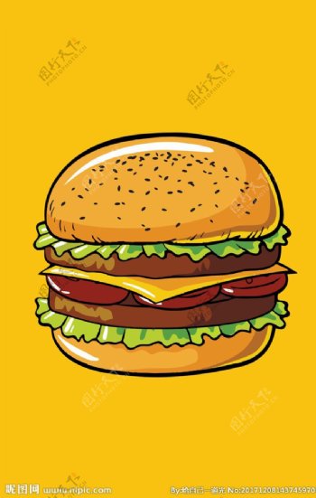 卡通手绘汉堡