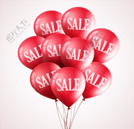 红色销售气球束矢量素材
