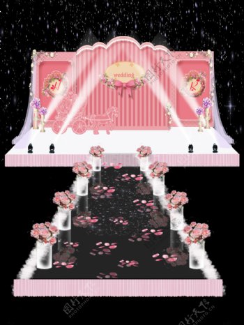 粉色浪漫马车婚礼效果图