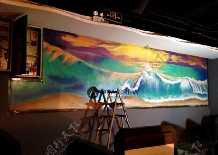 餐厅喷绘街头涂鸦手绘墙
