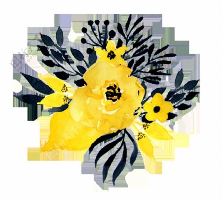 金黄花瓣透明装饰素材