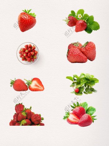新鲜水果红色草莓PNG元素素材