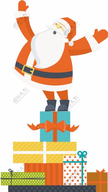 站在礼物盒上的圣诞老人