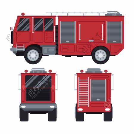 卡通平面消防车设计