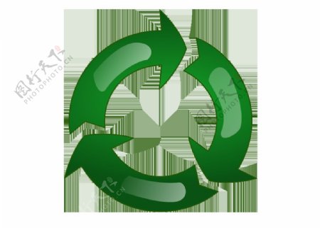 卡通绿色循环标志png元素