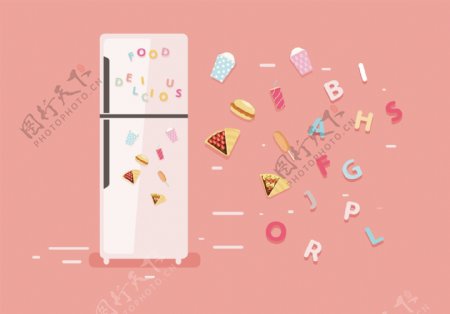 冰箱美食广告ai矢量素材下载
