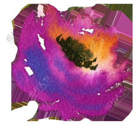 手绘一朵紫色花的侧面png透明素材