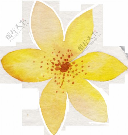 黄色水彩花朵png透明素材