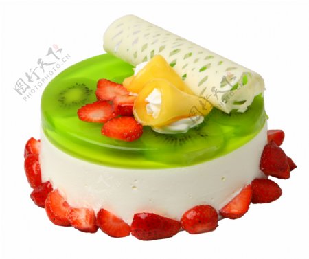 绿色草莓蛋糕素材