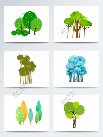 湿地日卡通树林装饰图案