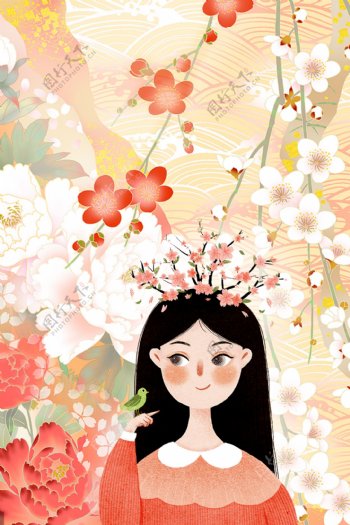 浪漫花朵春季海报背景设计