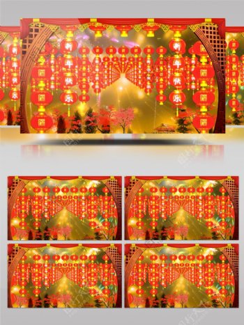 新年大吉大红灯笼送福舞台背景视频
