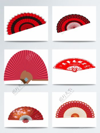 中国风红色扇子图案