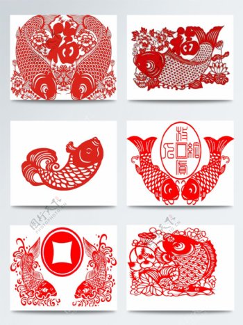 红色中国风剪纸装饰