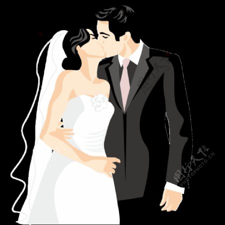卡通剪影手绘结婚png免抠图片