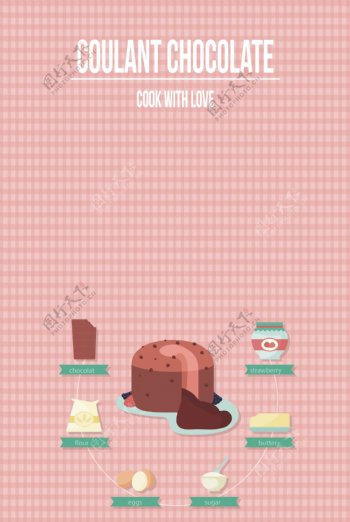 美味巧克力熔岩蛋糕海报背景素材