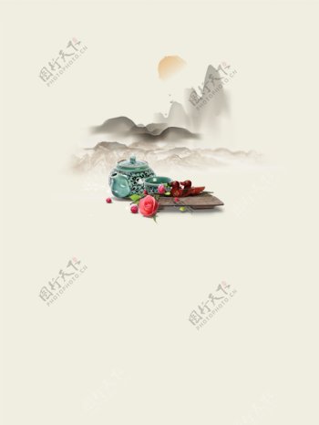 简约中式茶文化海报背景设计