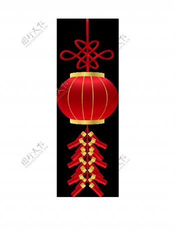 春节欢乐红色灯笼鞭炮节日元素