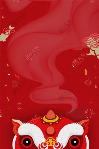 红色喜庆新年扁平背景