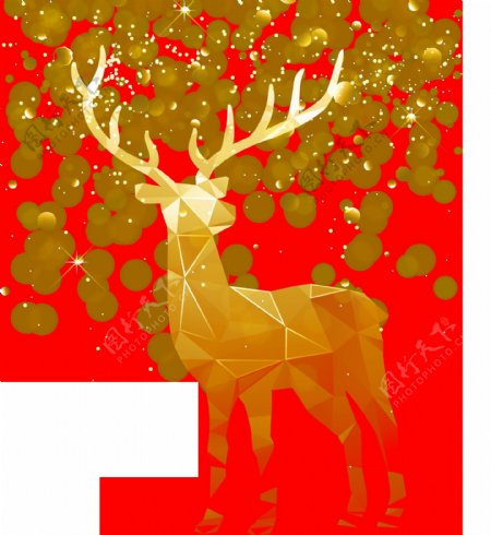 金色圣诞装饰麋鹿元素
