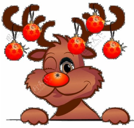 卡通圣诞麋鹿头像元素