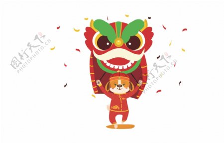 千图特别推荐2018年新年红色喜庆卡通狗ai矢量元素