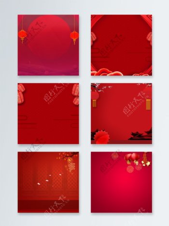 中国风喜庆新年红色主图背景