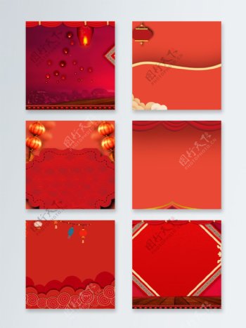 新年红色中国风主图背景