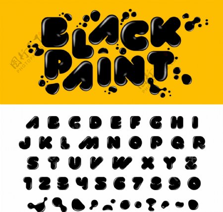 黑色字母卡通高清矢量素材
