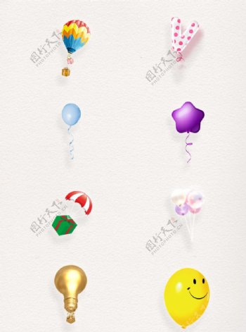 可爱五角星气球透明装饰素材合集