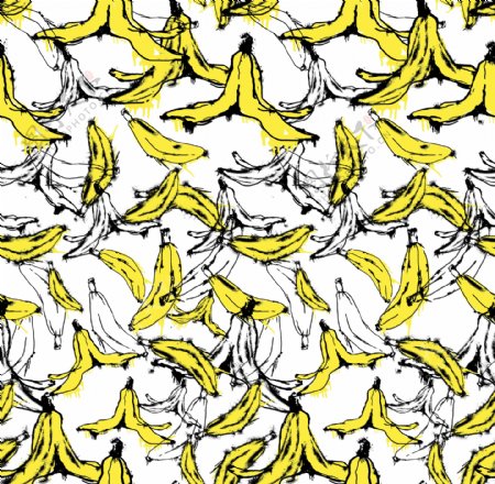 清新时尚黄色香蕉壁纸图案