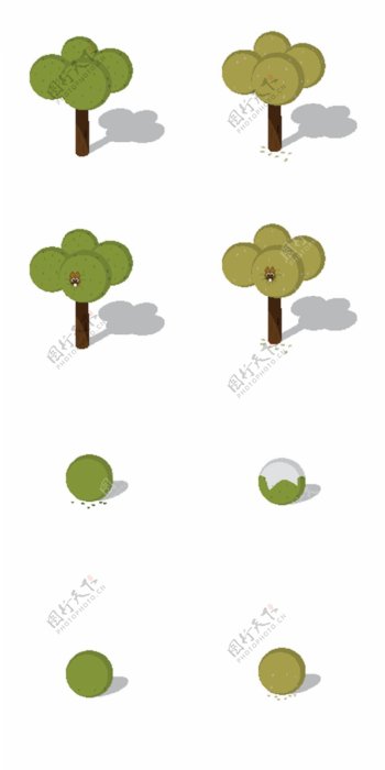绿色卡通树木插画